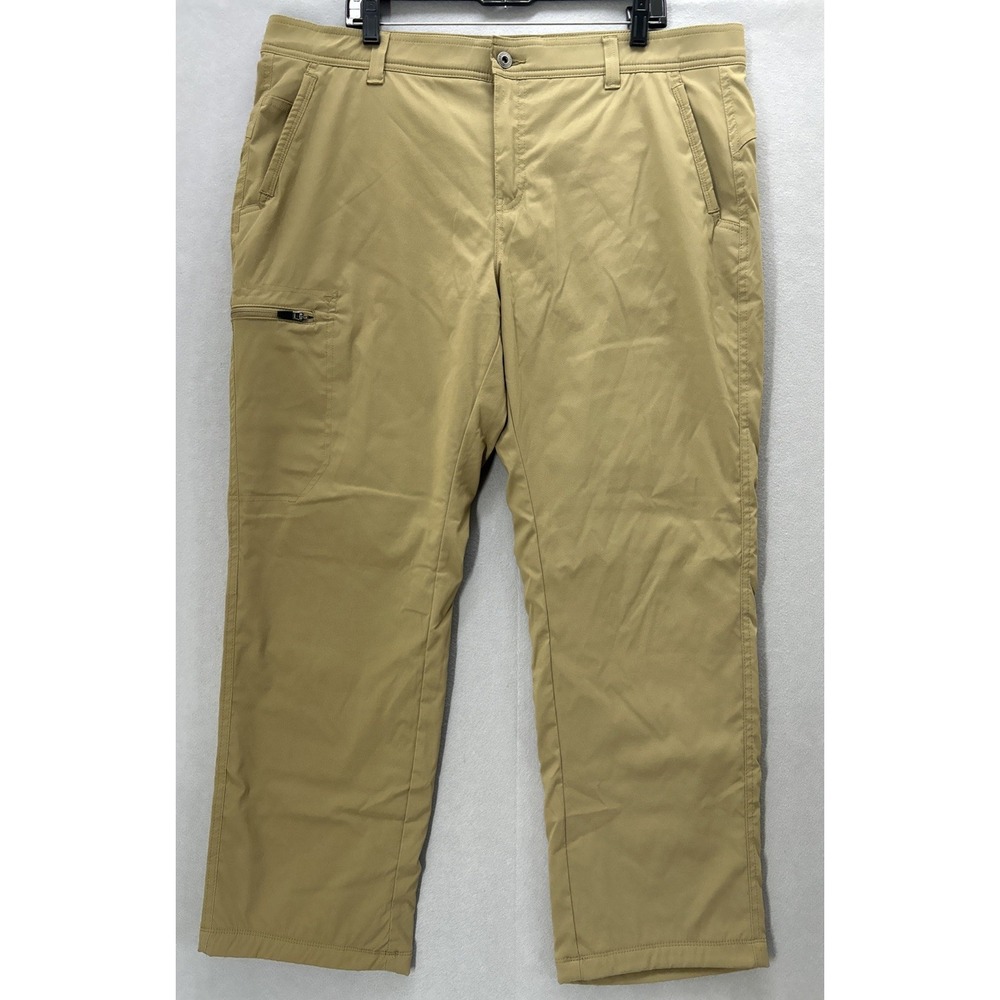 Eddie Bauer Rainier Pants Men Size 40x30 Khaki Fleece Lined Cargo Pocket Hiking